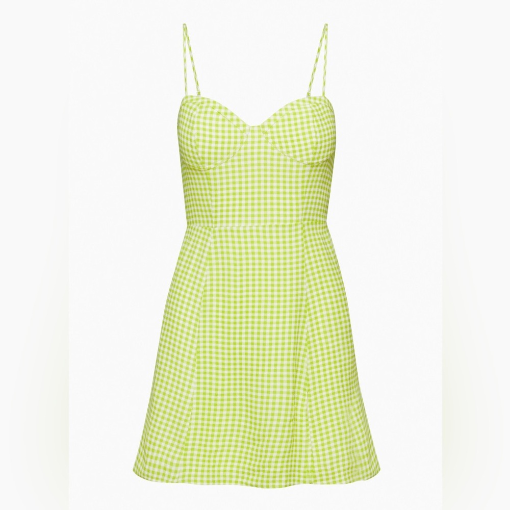 Aritzia Sunday Best Viola Lime Gingham Mini Dress
